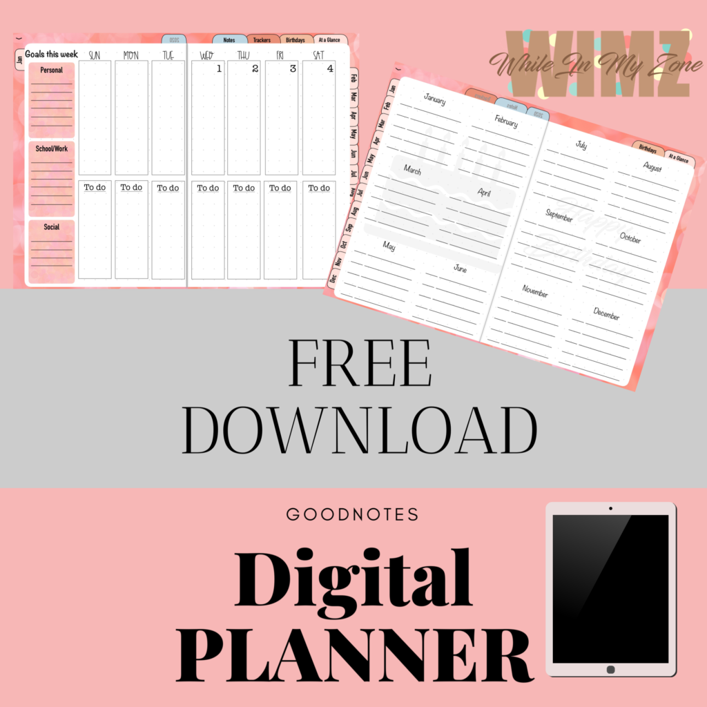 Free GoodNotes Digital Planner For 2020 While In My Zone